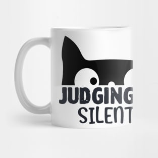 Judging You Silently Funny Black Cat Mug